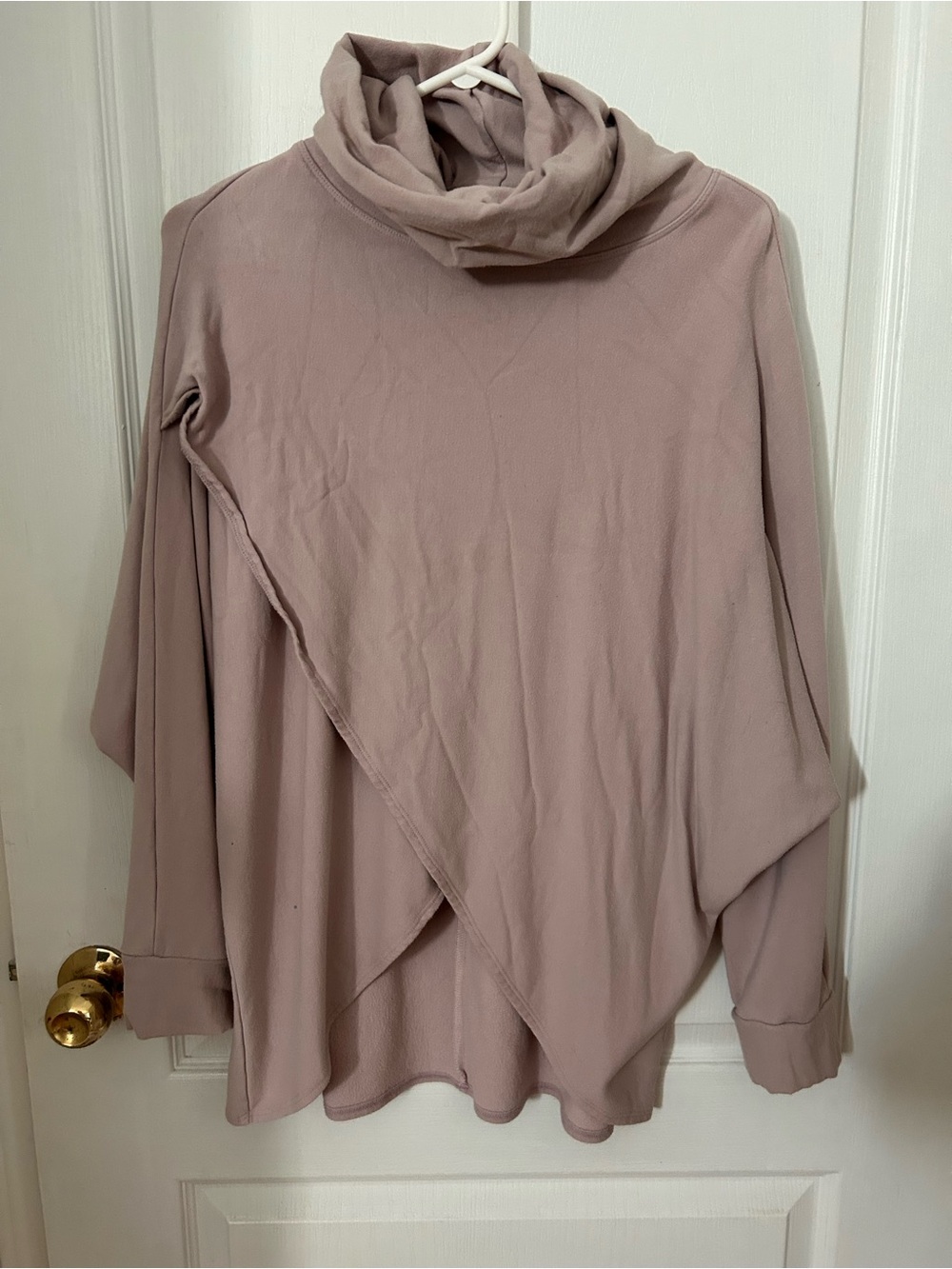 Cozy Cowl Neck Asymmetrical Sweater - Dusty Mauve